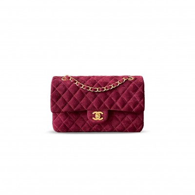 CHANEL SUEDE MEDIUM DOUBLE FLAP SHOULDER BAG 306482 (25*16*8cm)